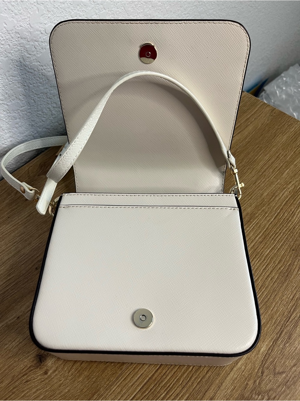 Kate Spade Staci Square Saffiano Leather Top Handle Crossbody Bag White - Picture 10 of 14